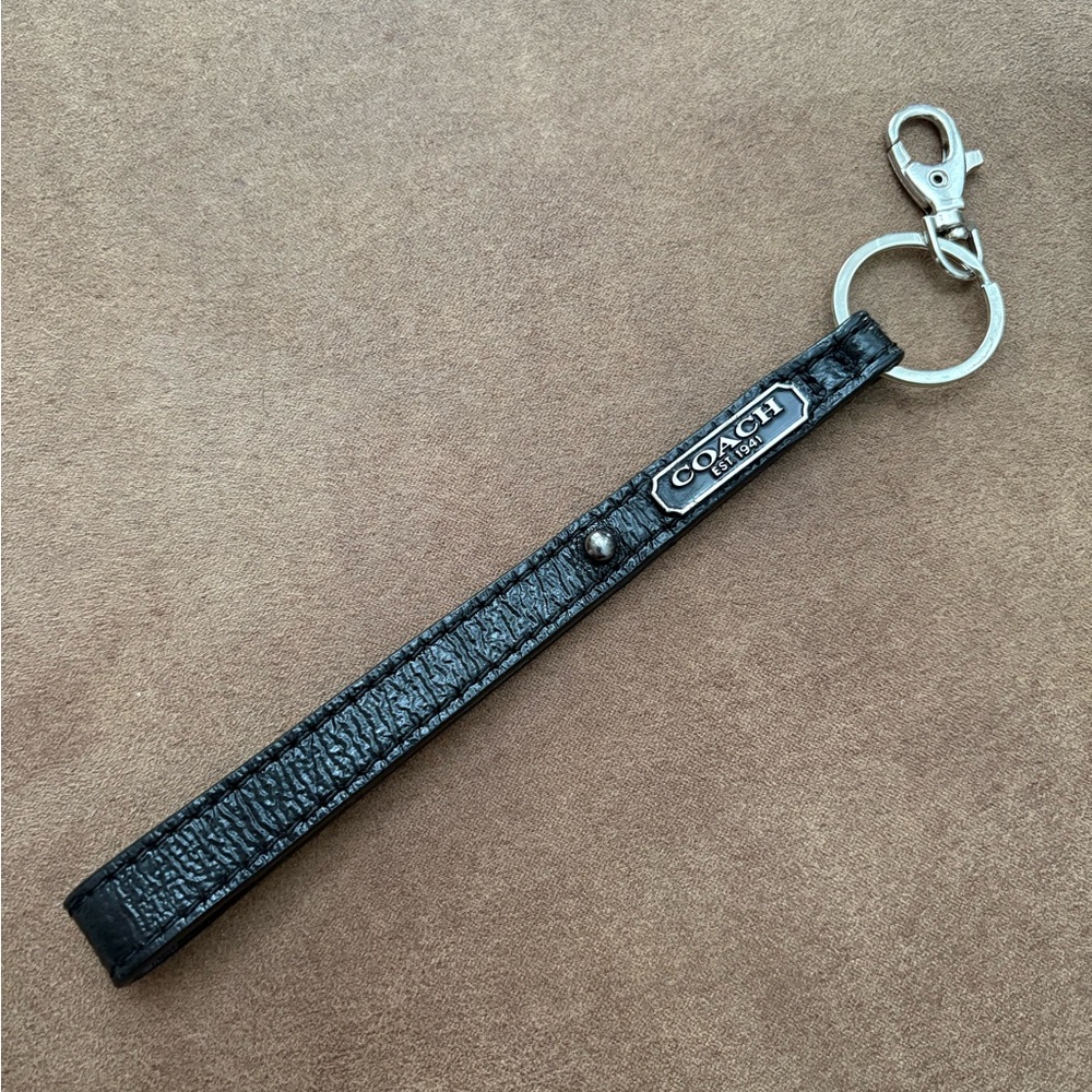 Coach Black Leather Keychain